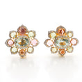 Load image into Gallery viewer, Aquamarine, Tourmaline With Diamond 18k Gold Earring