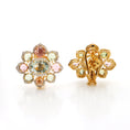 Load image into Gallery viewer, Aquamarine, Tourmaline With Diamond 18k Gold Earring