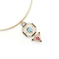 Load image into Gallery viewer, Gemstone Jewelry Pendant -Aquamarine Octagon Cut, Pink Tourmaline Pear Cut, Crystal Carving with Diamonds 14k Gold