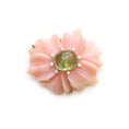 Load image into Gallery viewer, Tourmaline And Pink Opal Flower Carving With Diamond Gemstone 14k Gold Pendant