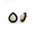 Load image into Gallery viewer, Ethiopian Opal, Black Onyx With Diamond Gemstone 14k Gold Earrings
