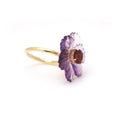Load image into Gallery viewer, 14k Gold Carving Amethyst And Pink Tourmaline Gemstone Ring