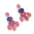 Load image into Gallery viewer, Natural Tanzanite And Tourmaline With Diamond 18k Gold Earrings