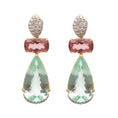 Load image into Gallery viewer, Aquamarine, Tourmaline With Diamond 18k Gold Earring