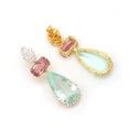 Load image into Gallery viewer, Aquamarine, Tourmaline With Diamond 18k Gold Earring