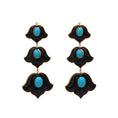 Load image into Gallery viewer, Black Onyx, Turquoise With Diamond 18k Gold Earring