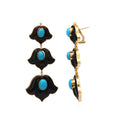 Load image into Gallery viewer, Black Onyx, Turquoise With Diamond 18k Gold Earring