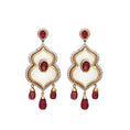 Load image into Gallery viewer, Gold Gemstone Earring Jewelry Tourmaline Oval & Drops Cut With Crystal Carving