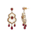 Load image into Gallery viewer, Gold Gemstone Earring Jewelry Tourmaline Oval & Drops Cut With Crystal Carving
