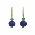 Load image into Gallery viewer, Emerald, Tanzanite With Diamond 18k Gold Earring