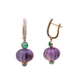 Load image into Gallery viewer, Amethyst, Tanzanite With Diamond 18k Gold Earring