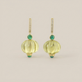 Load image into Gallery viewer, Natural Lemon Quartz & Emerald 14K Solid Gold Earrings | Handcrafted Fine Jewelry