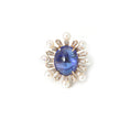 Load image into Gallery viewer, Natural Tanzanite and Pearl 18K gold ring close-up detail - NFJSD-1908