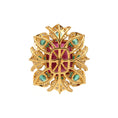 Load image into Gallery viewer, Natural Tourmaline and Emerald 18K gold pendant side angle - NFJSD-1593