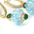 Load image into Gallery viewer, Natural Blue Topaz and Emerald 14K gold earrings side angle - NFJSD-1914