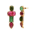Load image into Gallery viewer, Natural Mix Tourmaline 18K gold earrings close-up detail - NFJSD-1632
