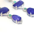 Load image into Gallery viewer, Natural Tanzanite and Emerald 18K gold earrings side angle - NFJSD-1801