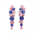 Load image into Gallery viewer, Natural Tourmaline and Tanzanite 18K gold earrings top view - NFJSD-1739