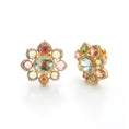 Load image into Gallery viewer, Natural Aquamarine and Tourmaline 18K gold earrings top view - NFJSD-1470