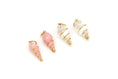 Load image into Gallery viewer, Natural Crystal Carving Shell and Pink Opal Carving Shel 18K gold charm front view - NFJSD-1386
