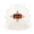 Load image into Gallery viewer, Natural Crystal Carving and Tourmaline 14K gold ring close-up detail - NFJSD-1646