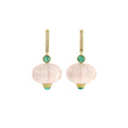 Load image into Gallery viewer, Natural Morganite and Emerald 14K gold earrings front view - NFJSD-1930