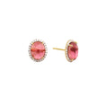 Load image into Gallery viewer, Natural Tourmaline 14K gold earrings on-hand view - NFJSD-1813