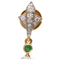 Load image into Gallery viewer, Natural Emerald and Tourmaline 18K gold earrings side angle - NFJSD-1617
