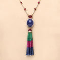 Load image into Gallery viewer, Natural Tourmaline and Tanzanite 18K gold necklace side angle - NFJSD-1937