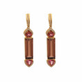 Load image into Gallery viewer, Natural Pink Tourmaline and Tourmaline 18K gold earrings top view - NFJSD-1571