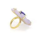 Load image into Gallery viewer, Natural Tanzanite Round Cab and Yttrium Fluorite Carving Flower 14K gold ring back view - NFJSD-1262