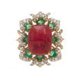 Load image into Gallery viewer, Natural Tourmaline and Emerald 18K gold pendant top view - NFJSD-1593