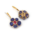 Load image into Gallery viewer, Natural Tourmaline and Tanzanite 18K gold earrings top view - NFJSD-1582