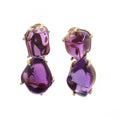 Load image into Gallery viewer, Natural Amethyst 18K gold earrings front view - NFJSD-1476