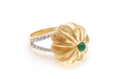 Load image into Gallery viewer, Natural Citrine Carving and Emerald Round Cabs 14K gold ring front view - NFJSD-1014