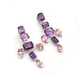 Load image into Gallery viewer, Natural Amethyst and Tourmaline 18K gold earrings back view - NFJSD-1689