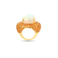 Load image into Gallery viewer, Natural Ethiopian Opal and Spessartite 14K gold ring top view - NFJSD-1843