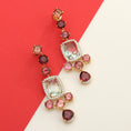 Load image into Gallery viewer, Natural Aquamarine and Tourmaline 18K gold earrings side angle - NFJSD-1462