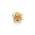 Load image into Gallery viewer, Natural Citrine Carving and Emerald Round Cabs 14K gold ring back view - NFJSD-1014