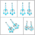Load image into Gallery viewer, Natural Apatite and Turquoise 18K gold earrings side angle - NFJSD-1849