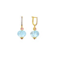 Load image into Gallery viewer, Natural Sky Blue Topaz and Tourmaline 14K gold earrings on-hand view - NFJSD-1815