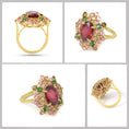 Load image into Gallery viewer, Natural Tourmaline mix Cut and Citrin Cut 14K gold ring side angle - NFJSD-1274