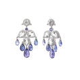 Load image into Gallery viewer, Natural White Aquamarine and Tanzanite 18K gold earrings close-up detail - NFJSD-1970