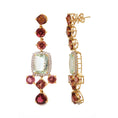Load image into Gallery viewer, Natural Aquamarine and Tourmaline 18K gold earrings top view - NFJSD-1462