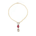 Load image into Gallery viewer, Natural White Aquamarine and Tourmaline 18K gold necklace close-up detail - NFJSD-1935