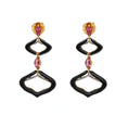 Load image into Gallery viewer, Natural Black Onyx and Tourmaline 18K gold earrings back view - NFJSD-1720