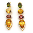 Load image into Gallery viewer, Natural Mix Tourmaline and Yellow Aqua 18K gold earrings front view - NFJSD-1615