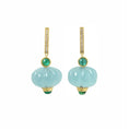 Load image into Gallery viewer, Natural Aquamarine and Emerald 14K gold earrings back view - NFJSD-1919