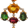 Load image into Gallery viewer, Natural Tourmaline and Yellow Aqua 18K gold earrings on-hand view - NFJSD-1598