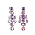 Load image into Gallery viewer, Natural Amethyst and Pink Sapphire 18K gold earrings top view - NFJSD-1771